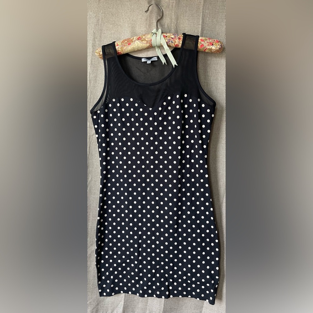 Charlotte Russe M Black Polka Dot Sleeveless Dress